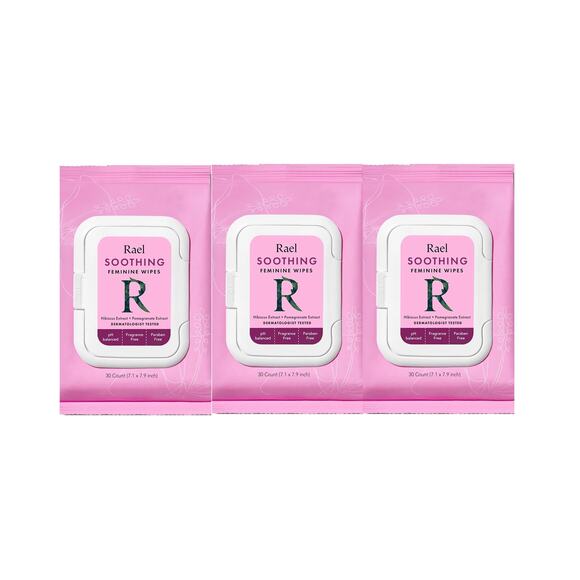 3 Pack Rael Soothing Feminine Wipes pH Balance All Skin Types 30 Each - Picture 1 of 1